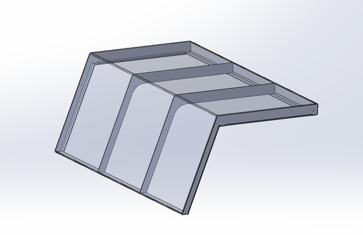 Diagram of the engine cover panels and internal supports