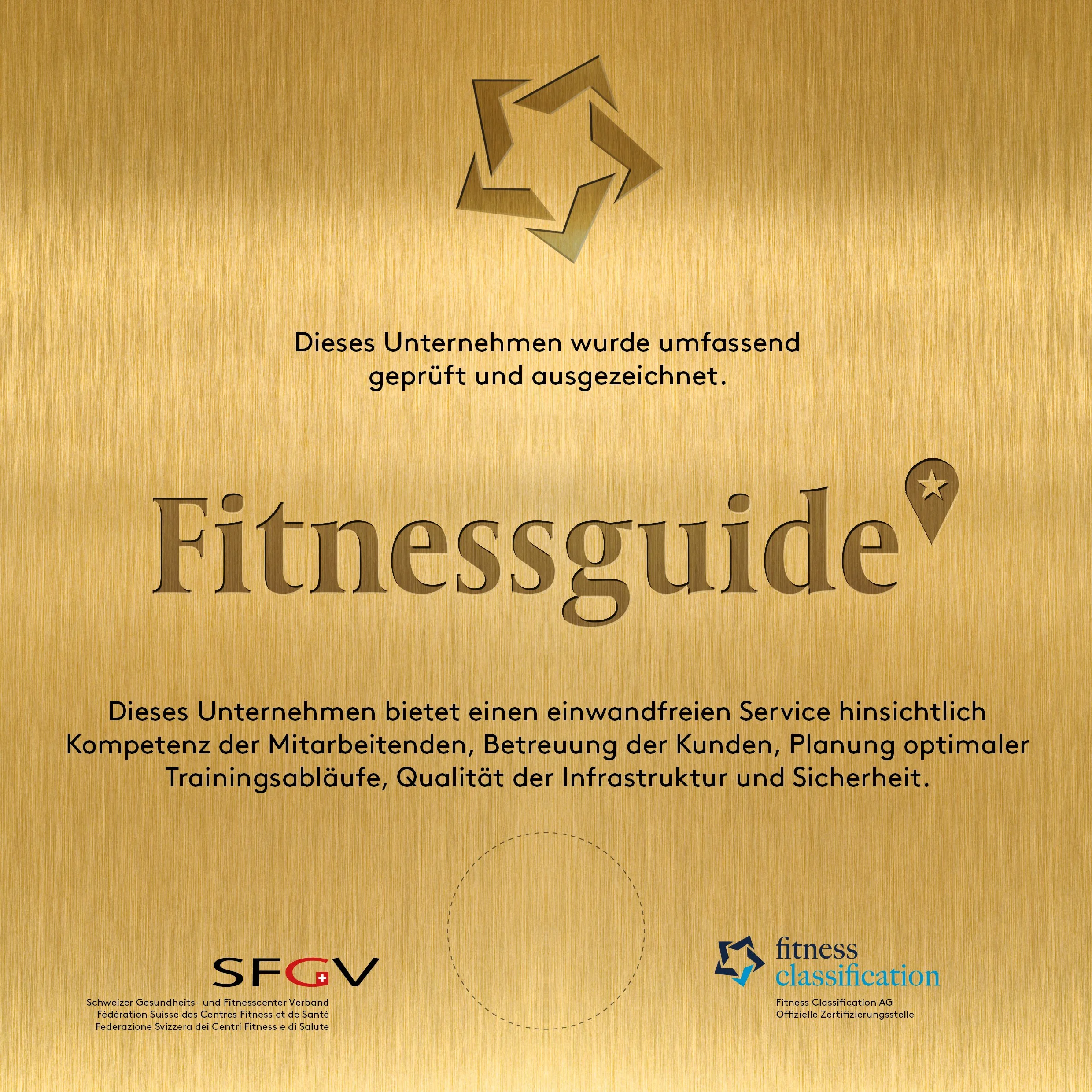 TAC Geneva, centre certifié Fitnessguide Full Time Care 3 étoiles par le SFGV