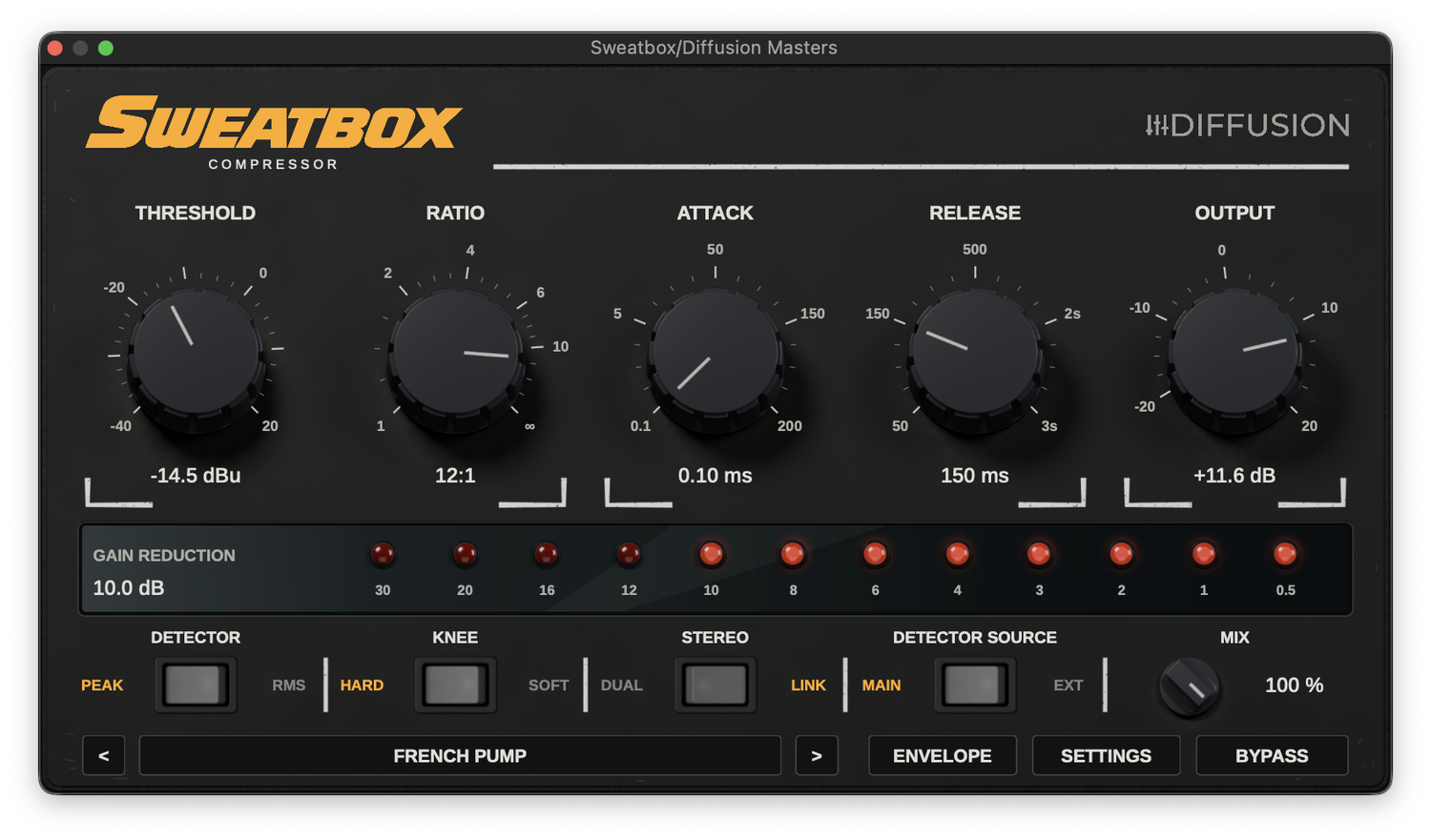 Sweatbox compressor plugin by Diffusion Masters