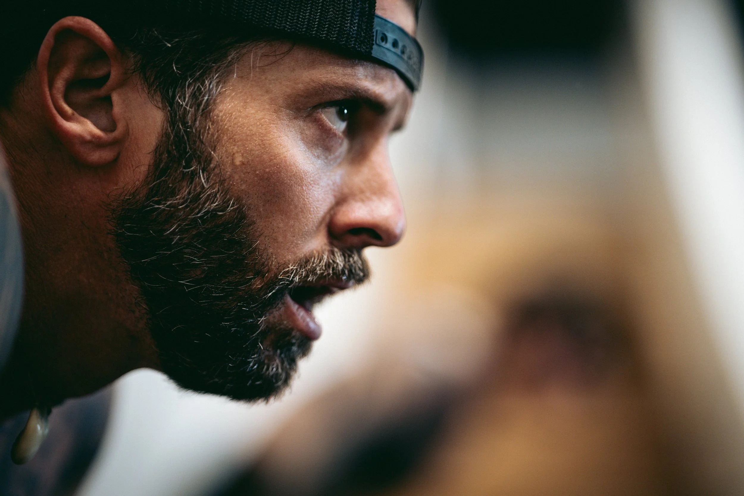 Athlete between rounds, watching