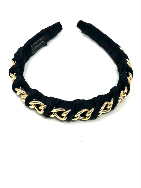 Gold Chain Headband In Black