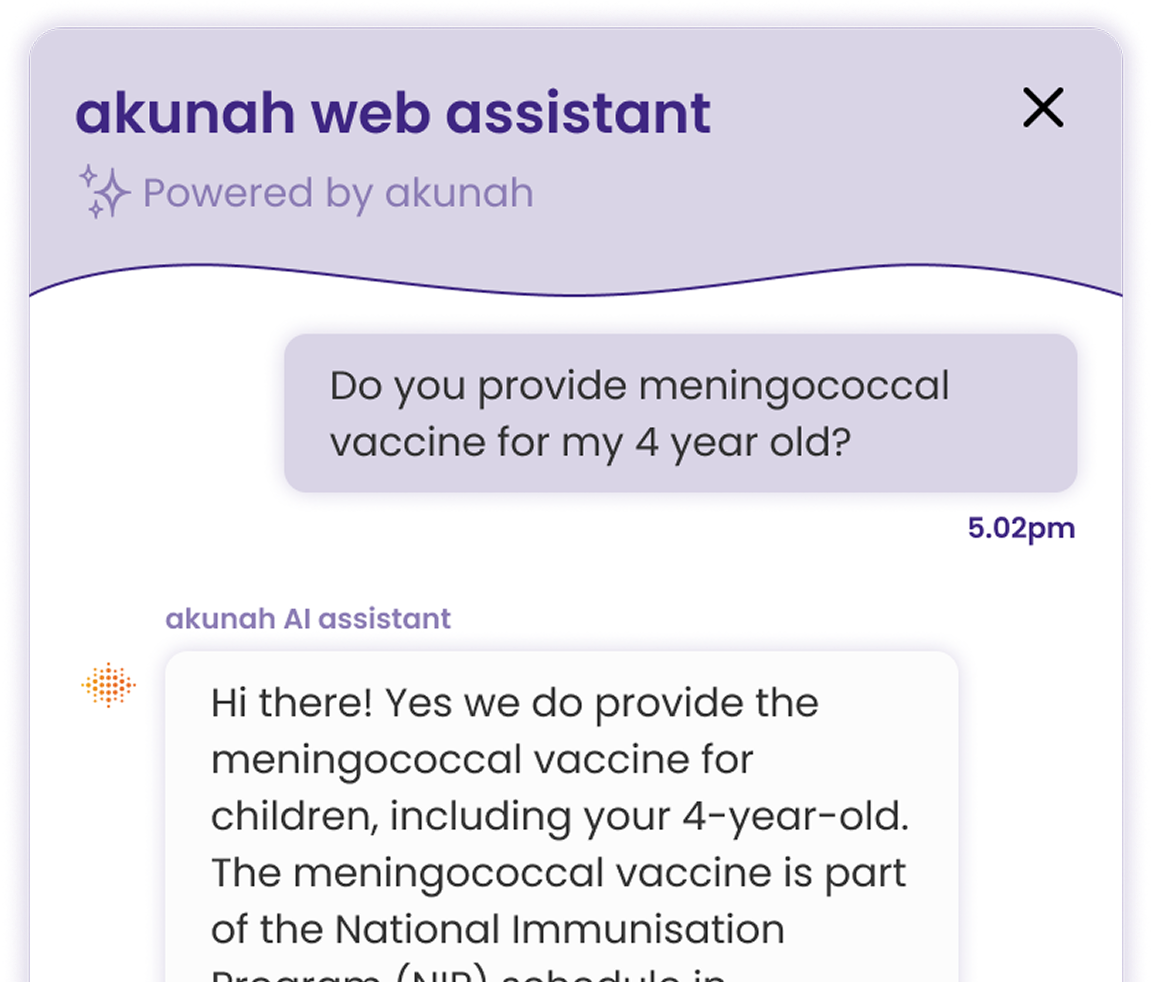 Akunah web assistant conversation interface