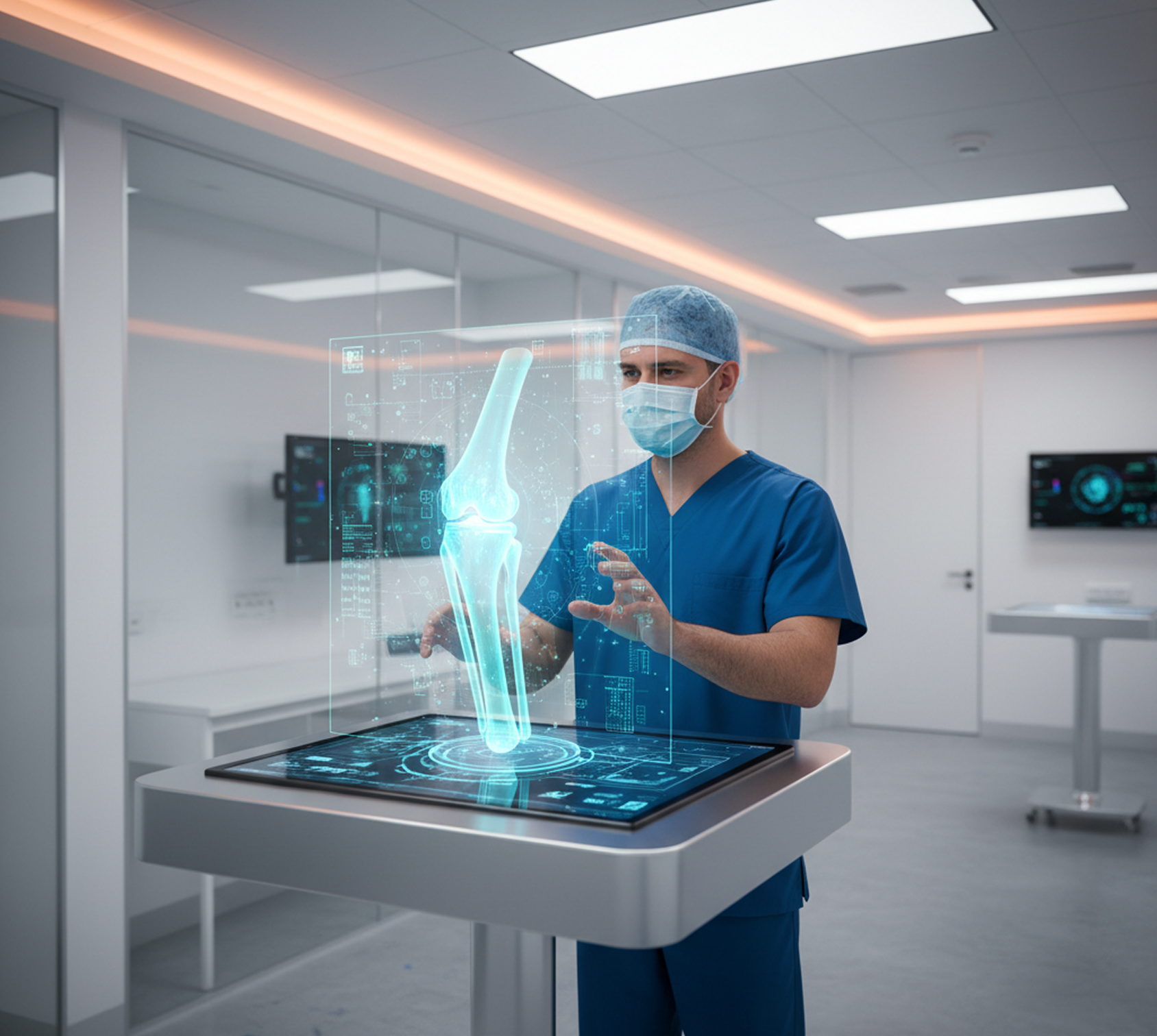 Clinician using an augmented-reality medical planning display in an operating room