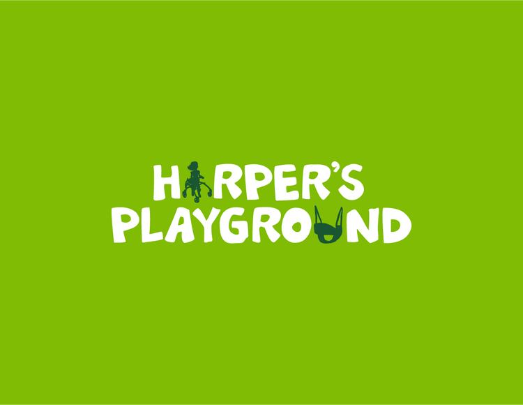 Green background with words Harper's Playground
