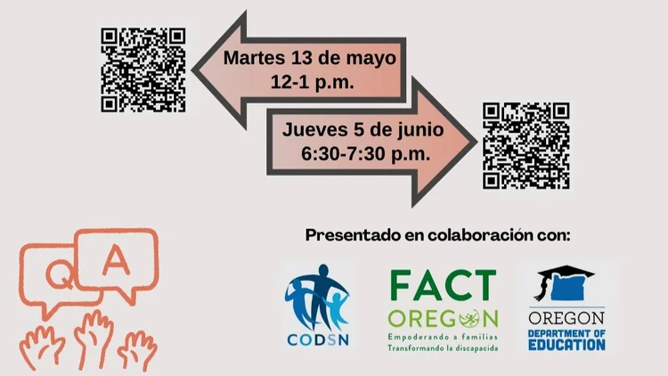 A graphic of hands raised with a Q and A in text bubbles.