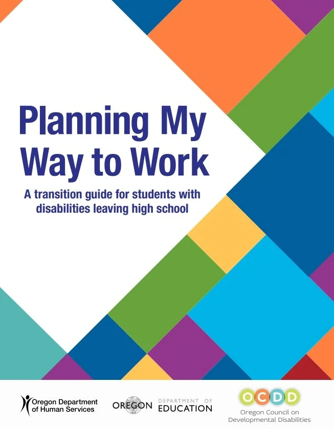 A multicolored guide cover that reads "planning my way to work"