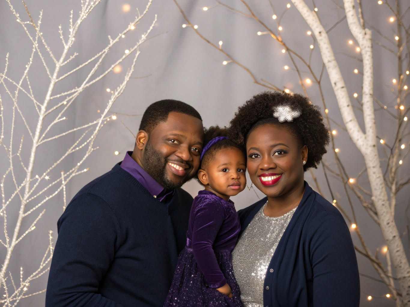 Professional couple with child holiday portrait