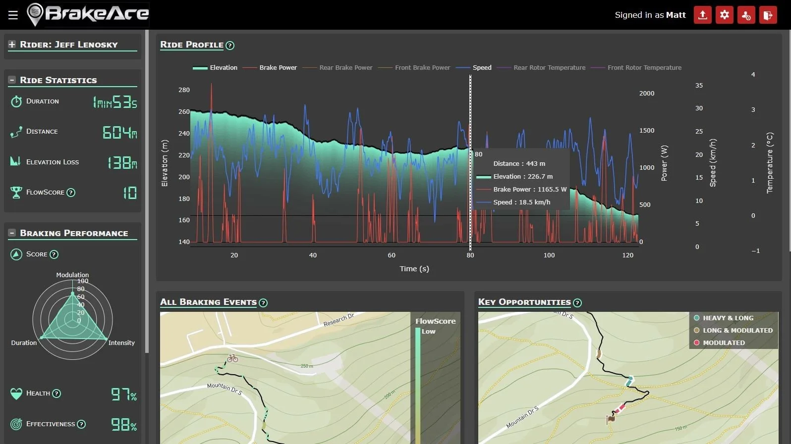 BrakeAce braking analysis data