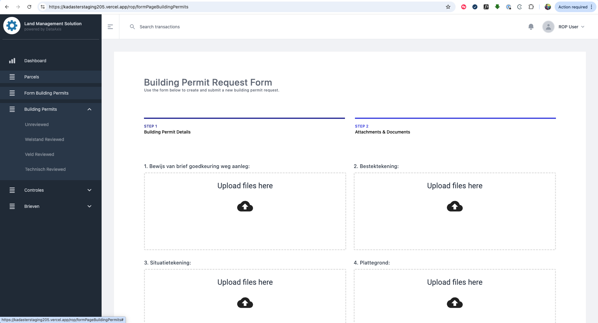 TERENO Build Portal screenshot 2