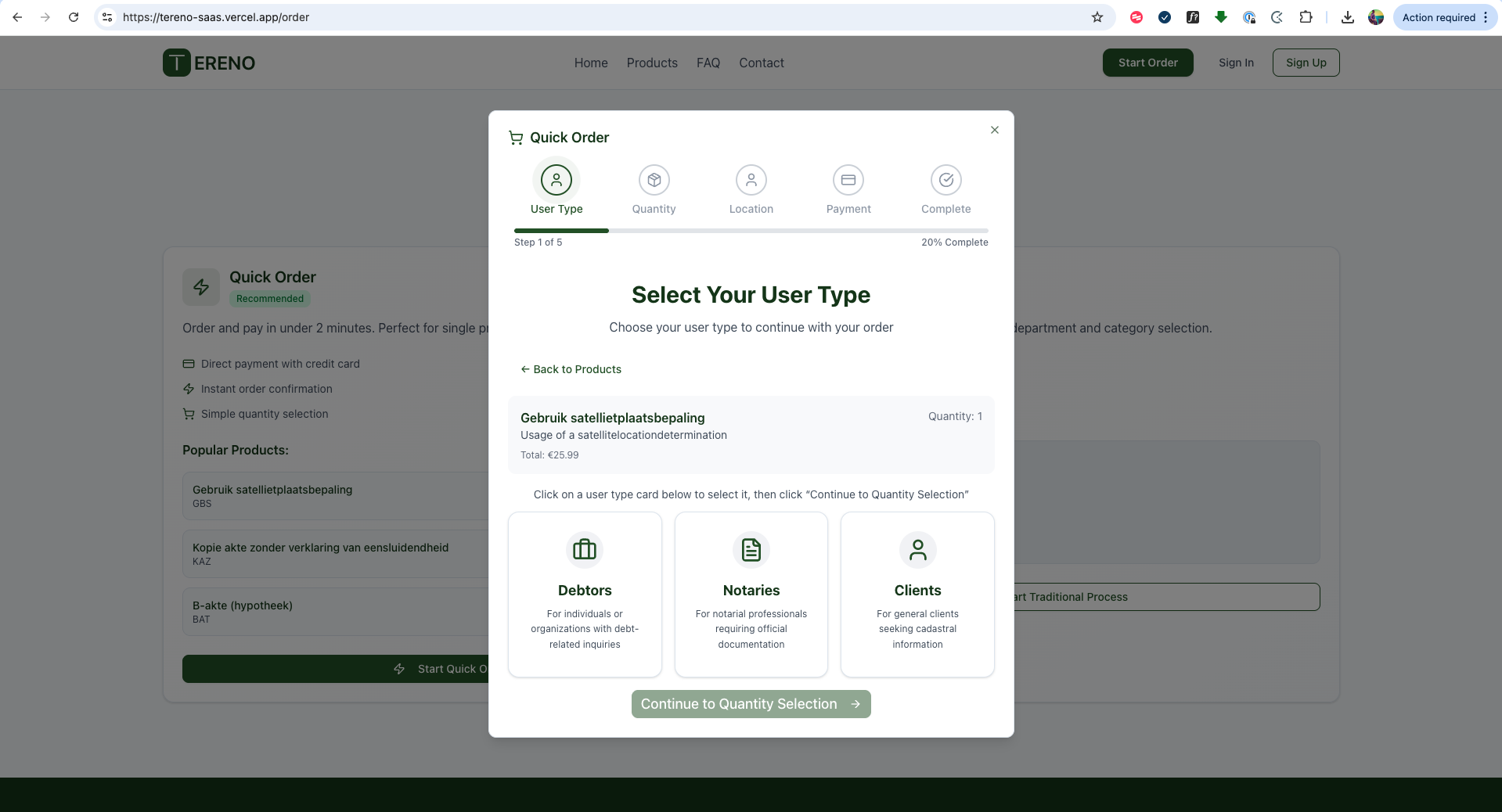 TERENO Client Portal screenshot 3