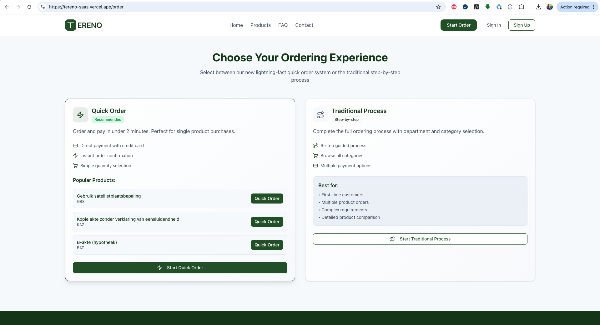 TERENO Client Portal screenshot 2