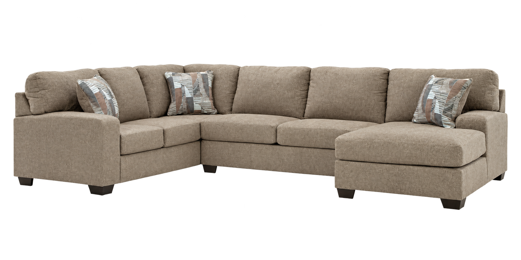 Beige U-shaped sectional with chaise
