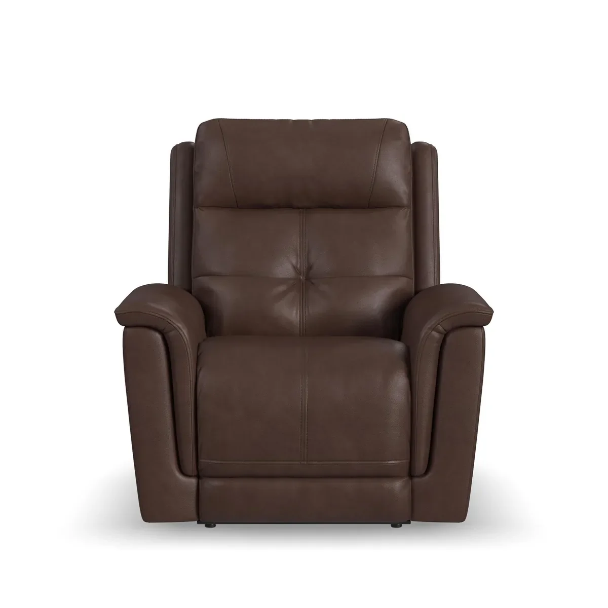 Ranger Power Recliner in Rustic Brown leather, upright, seen straight on from the front