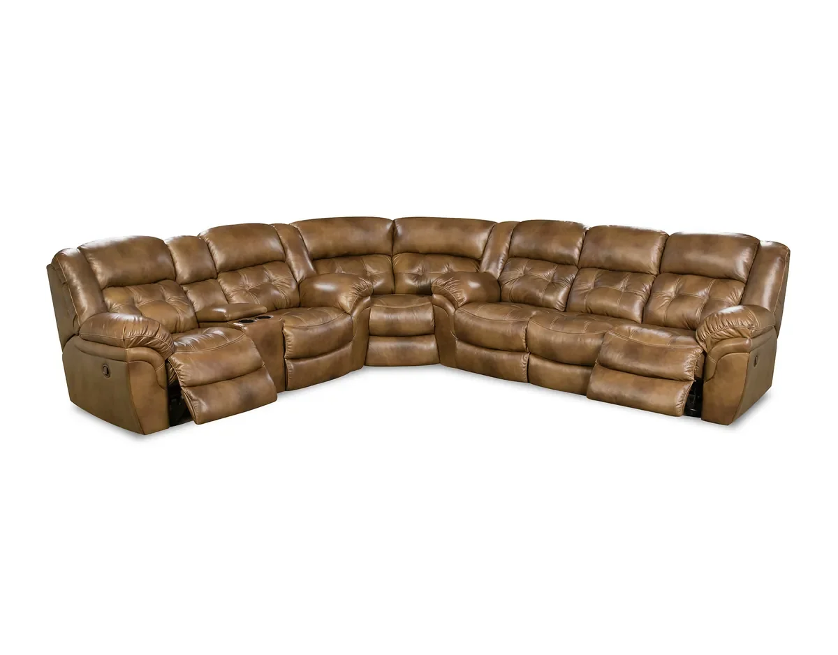Model 155 reclining sectional in Saddle