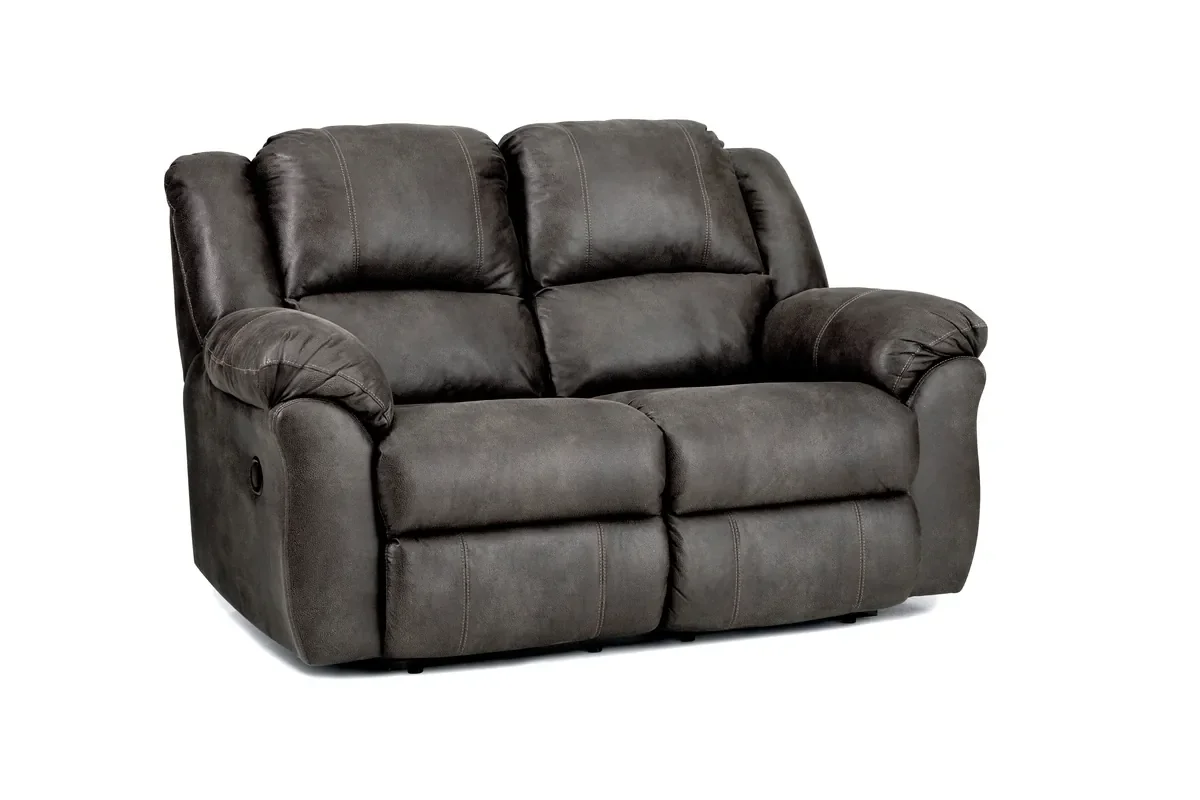 Model 213 reclining loveseat in Tumbleweed, angled view