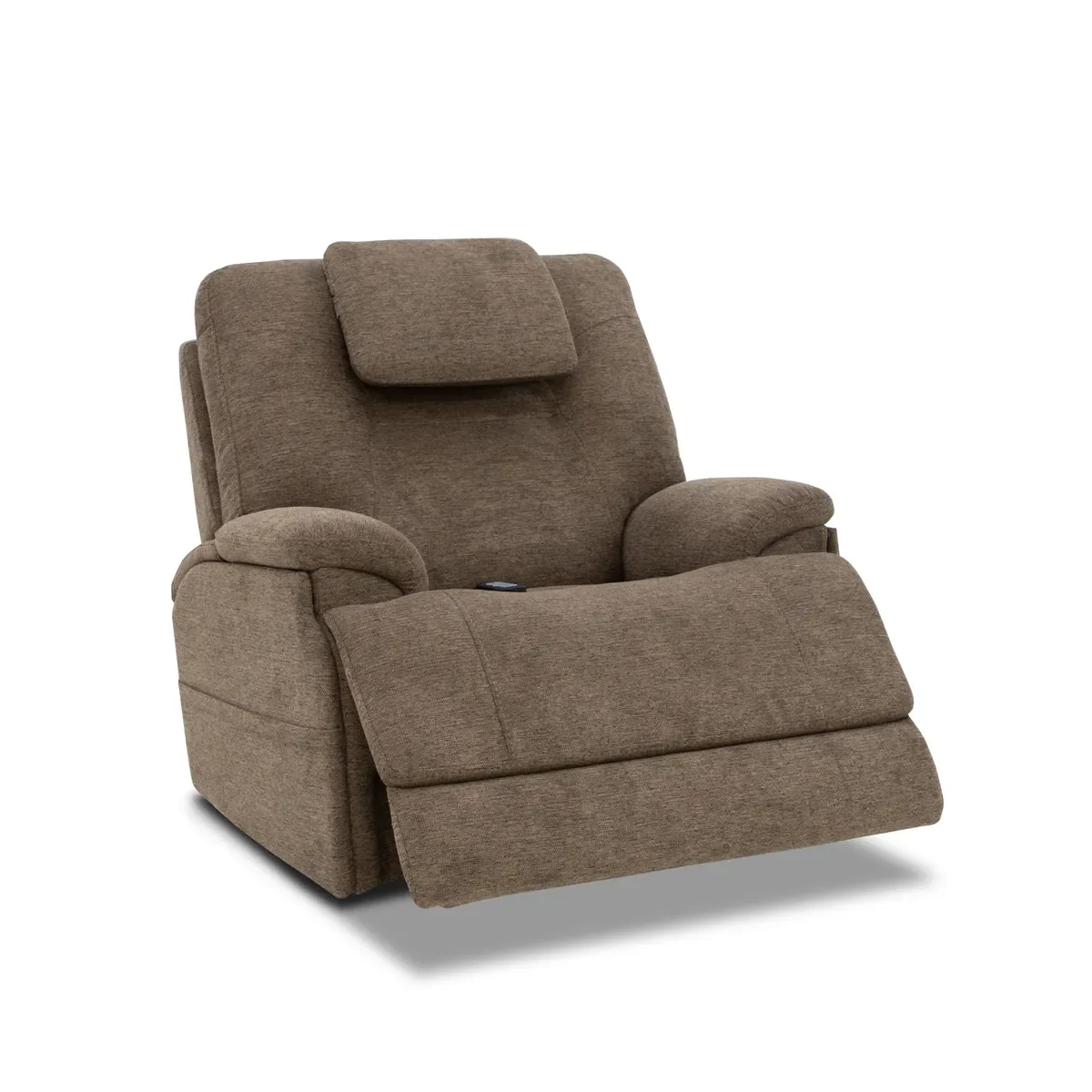 Zecliner Model 4+ in Toast, reclined with the legrest raised