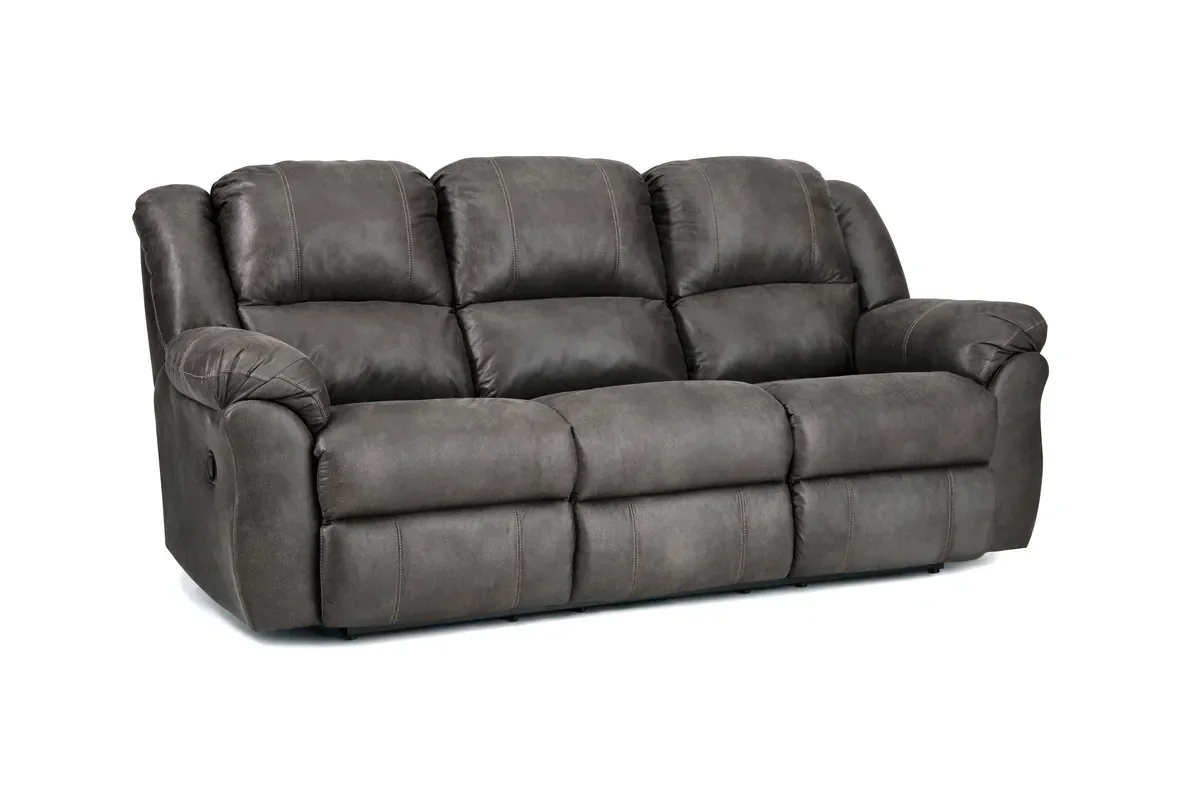 Model 213 reclining sofa in Tumbleweed, angled view