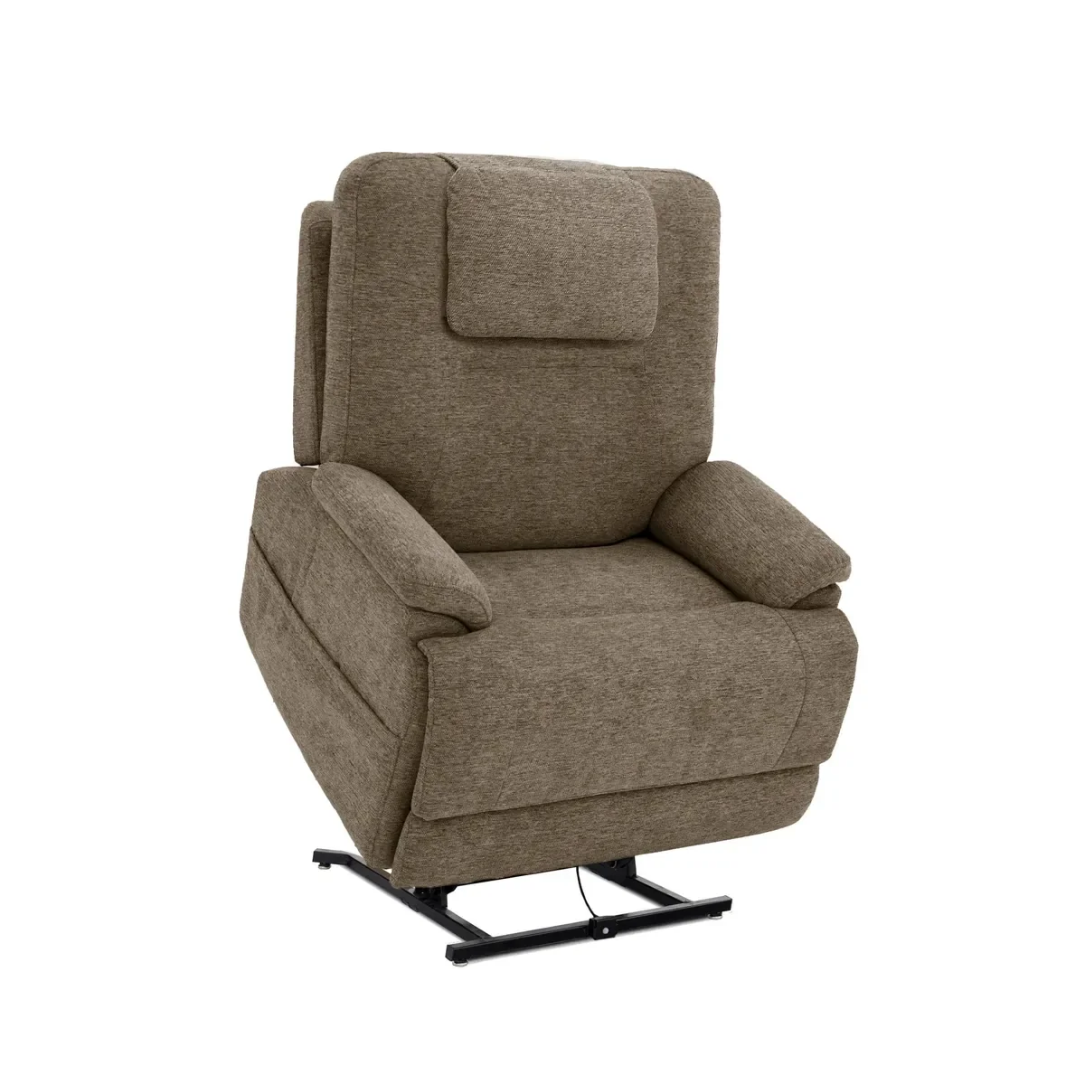 Zecliner Model 2+ in Toast with the power lift raised, tilting the seat forward to help you stand