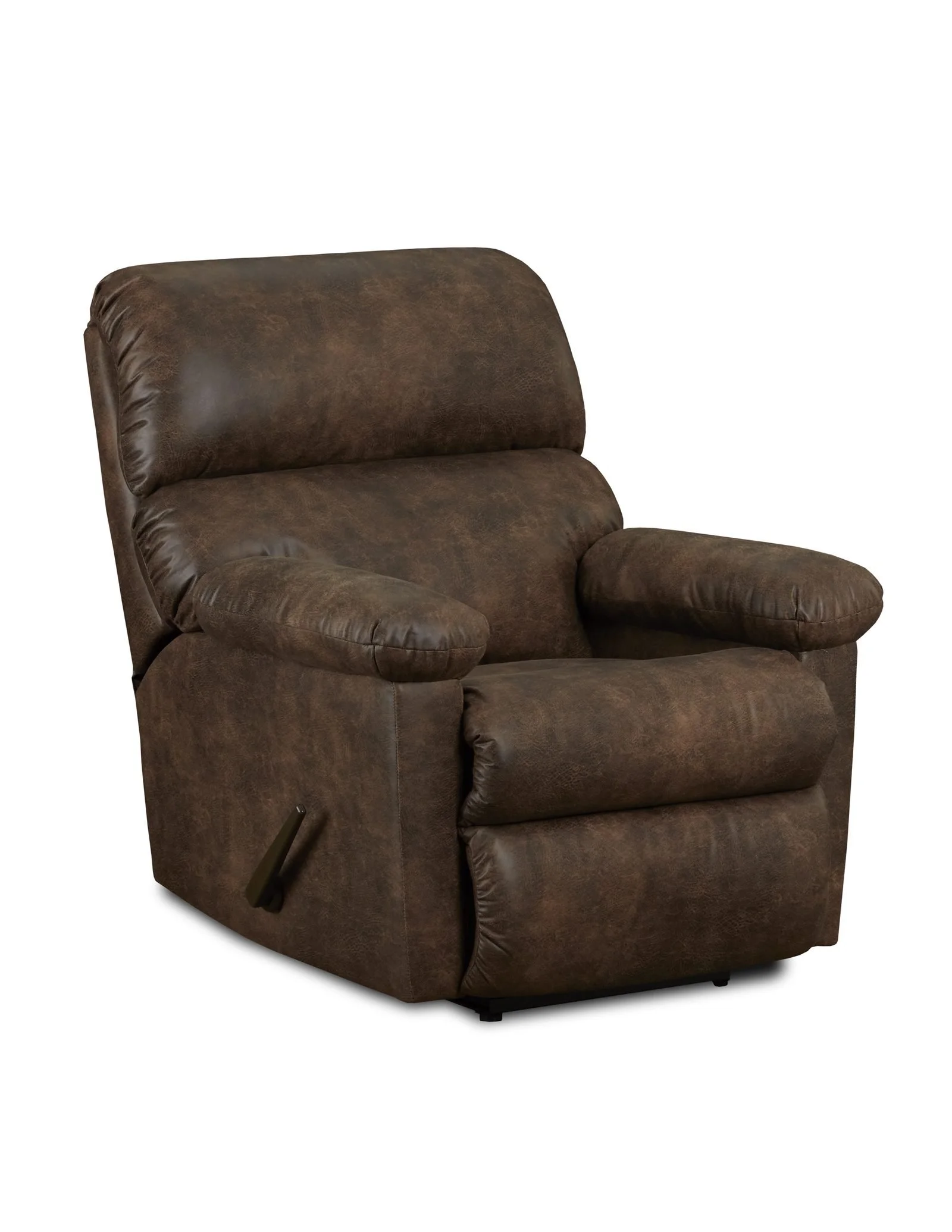 Model 185 wall-saver recliner in Chocolate, a dark brown cover, shown from the front at an angle