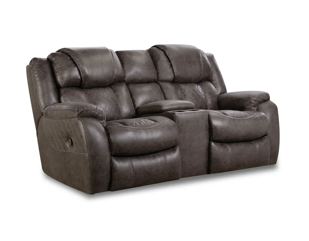Model 182 reclining loveseat with console in Steel