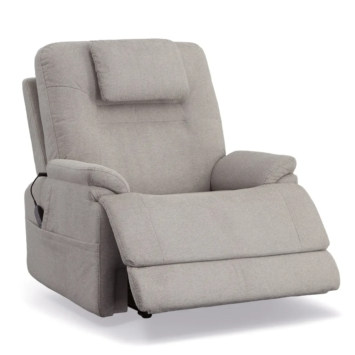 Zecliner Model 2+ in Dove, reclined with the legrest raised