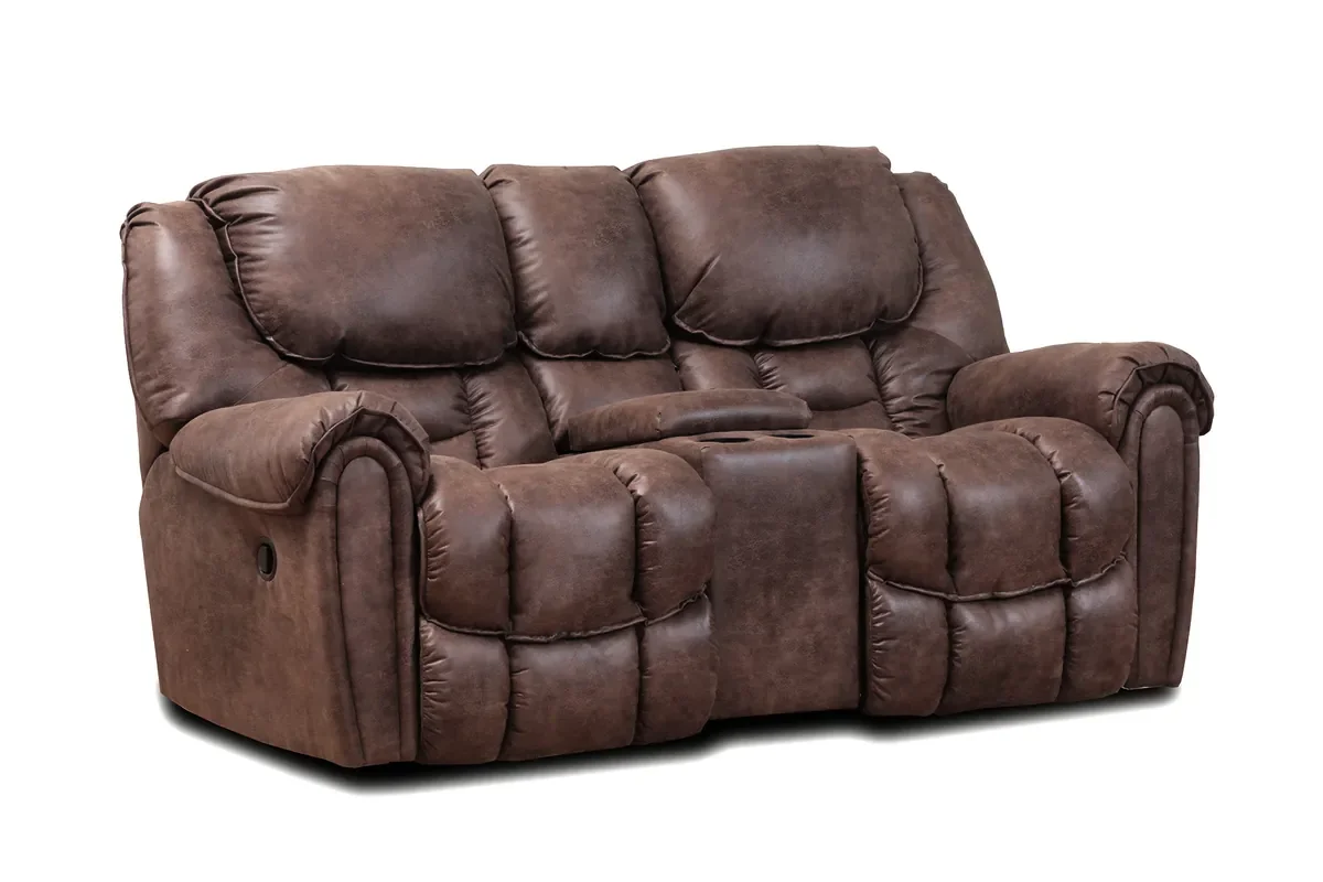 Model 122 reclining loveseat with console in Mocha