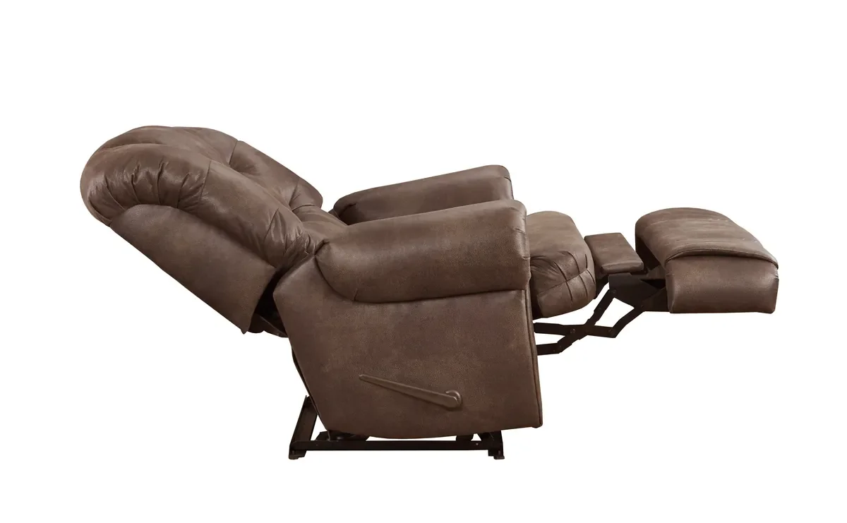 Model 231 big-and-tall recliner in Walnut, reclined with the footrest up