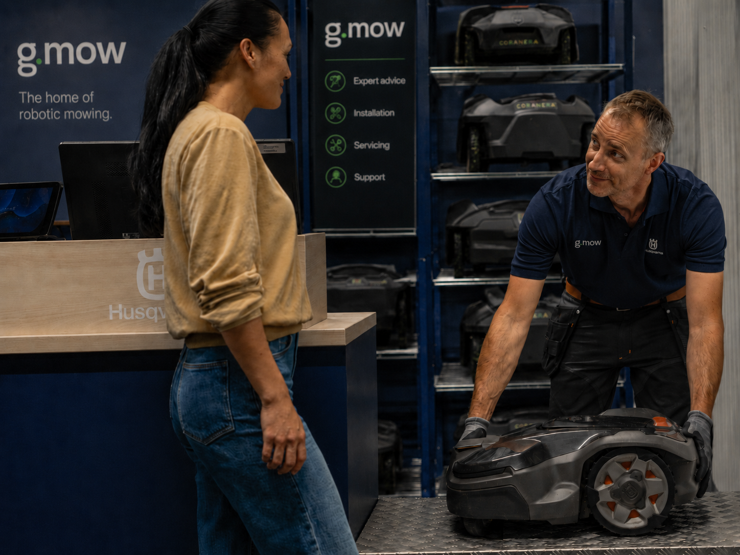 G.MOW collecting and returning Husqvarna Automower for servicing and repairs