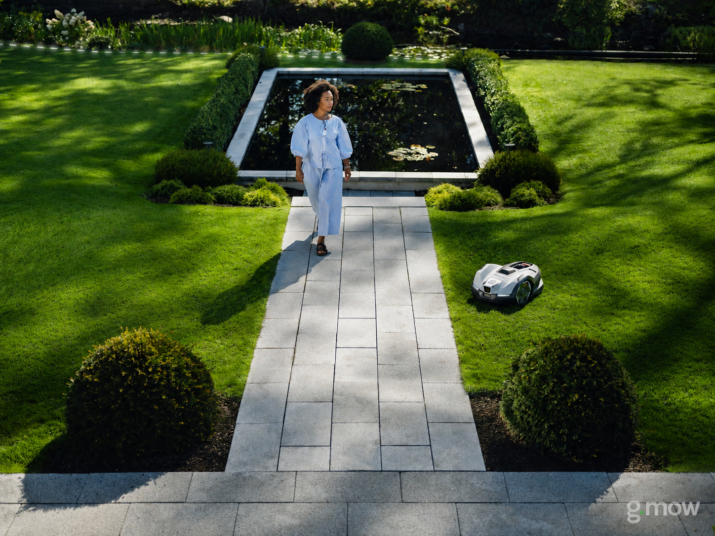 Completed robot mower installation by G.MOW with Husqvarna Automower on lawn
