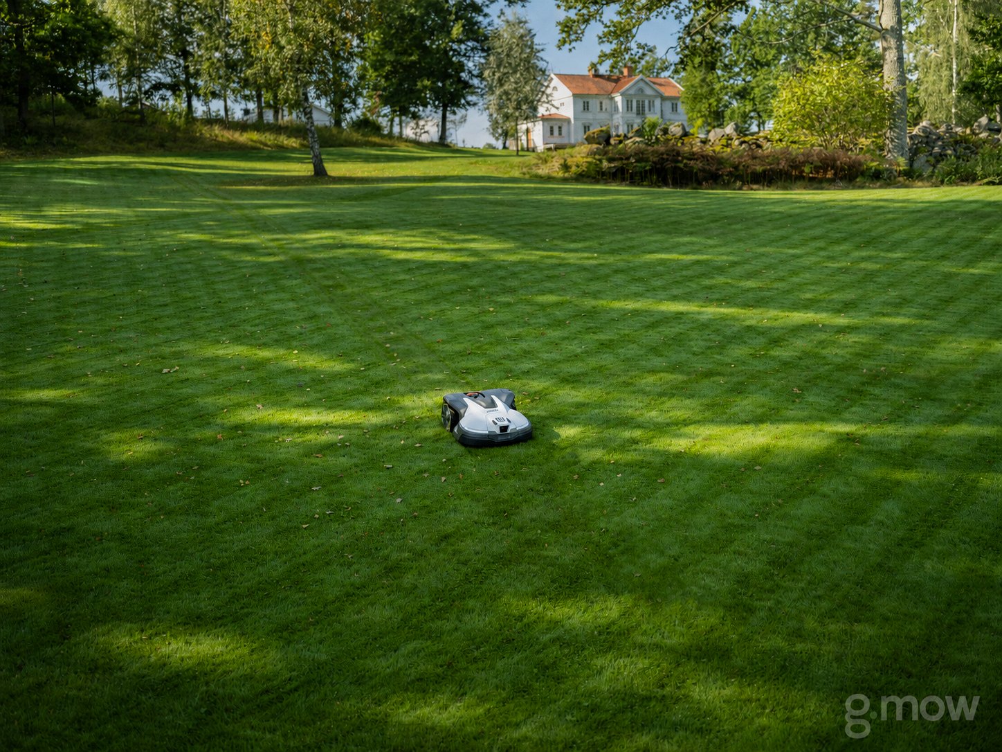 Husqvarna Automower installed by G.MOW on a finished lawn