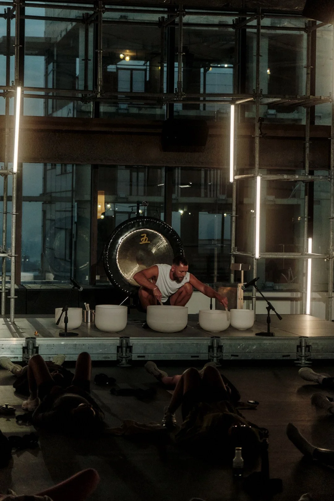 The New York group resting during the sound session