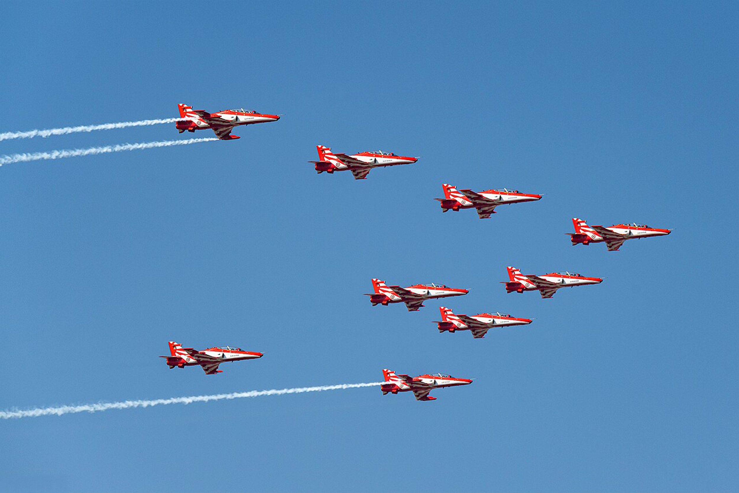 Surya Kiran Aerobatic Team producing coloured smoke