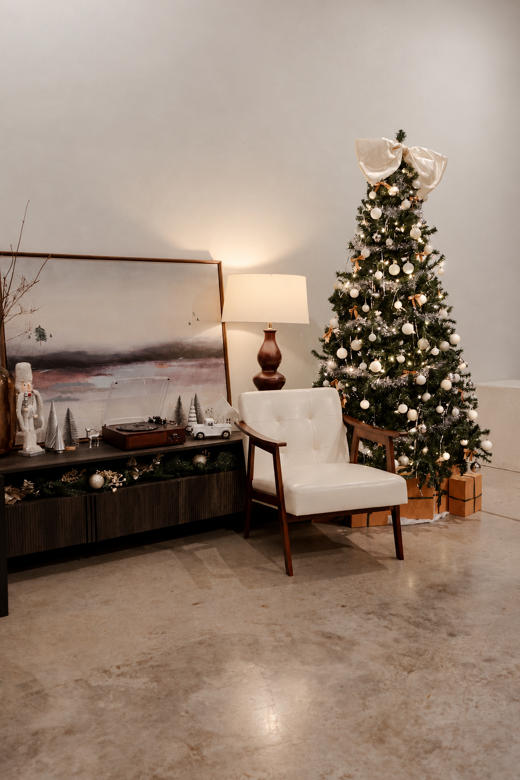 Arlington cozy Christmas setting with armchair