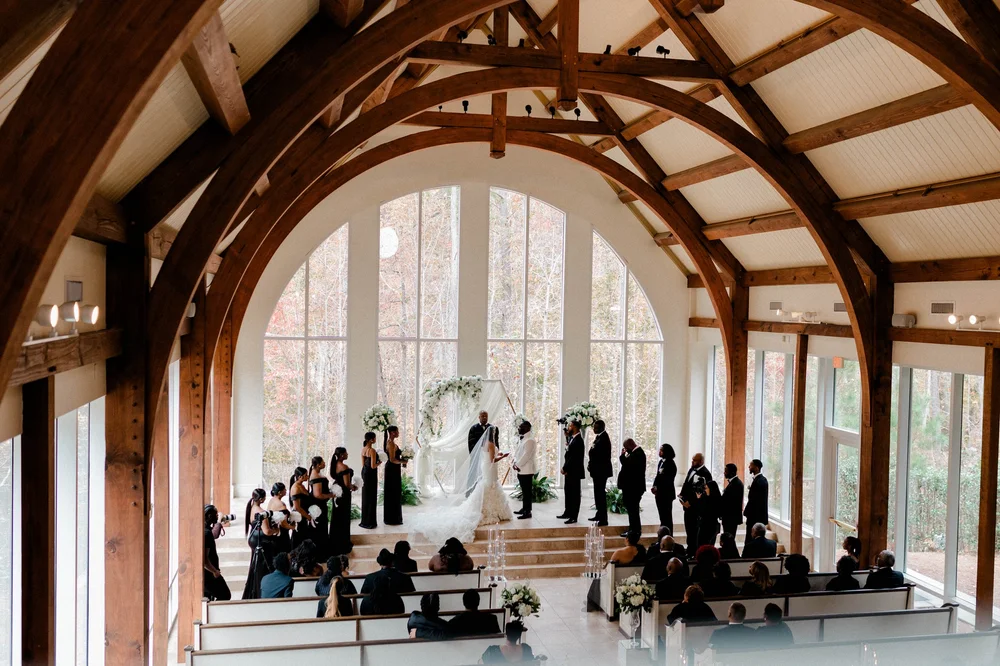 A ceremony under the timber arch