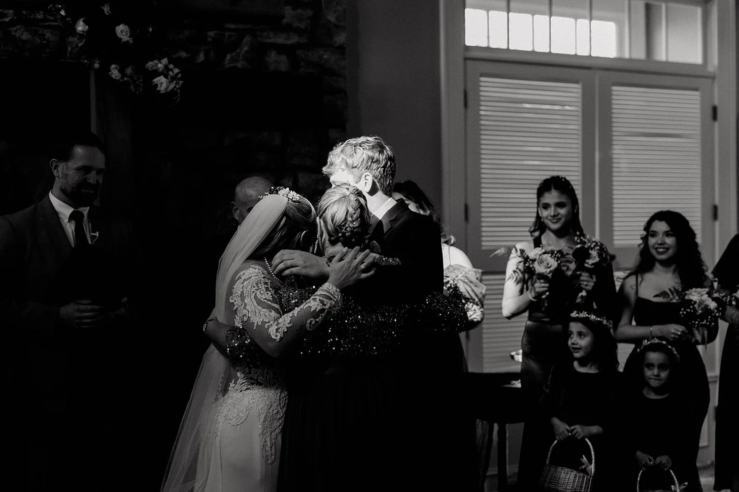An emotional embrace after the ceremony