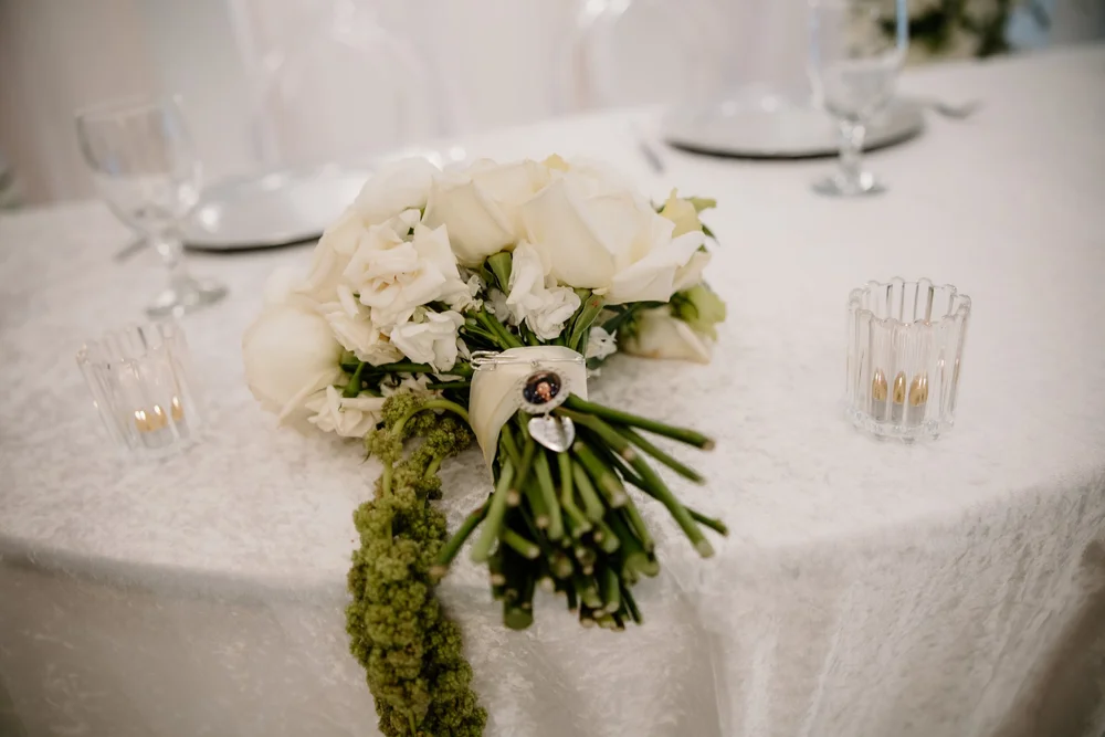 White florals down the table
