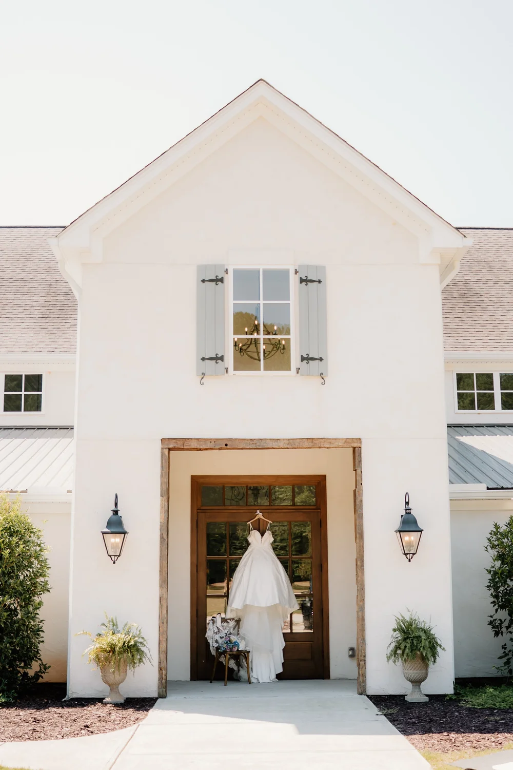 A bride with her bouquet before the ceremony
