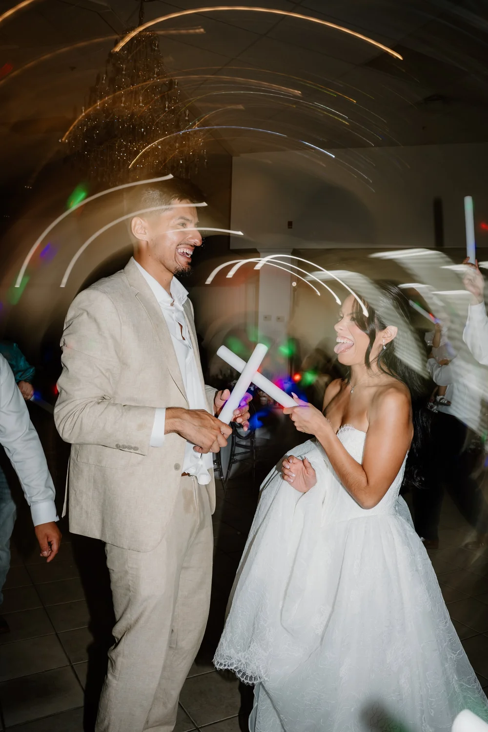 Glow sticks on the dance floor