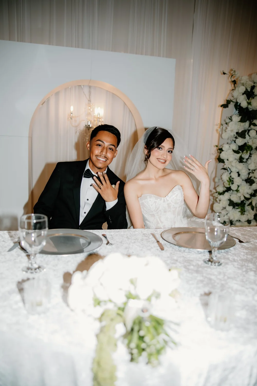 The couple at their sweetheart table