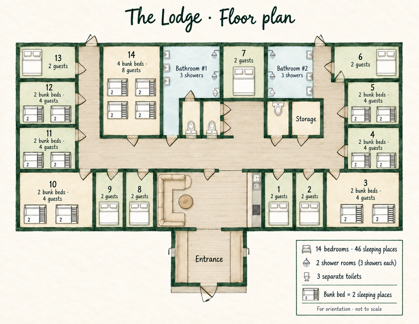 Planritningen för The Lodge på Bockaberg