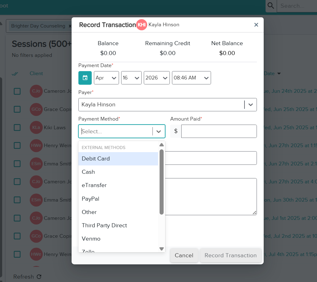Integrated payments dashboard