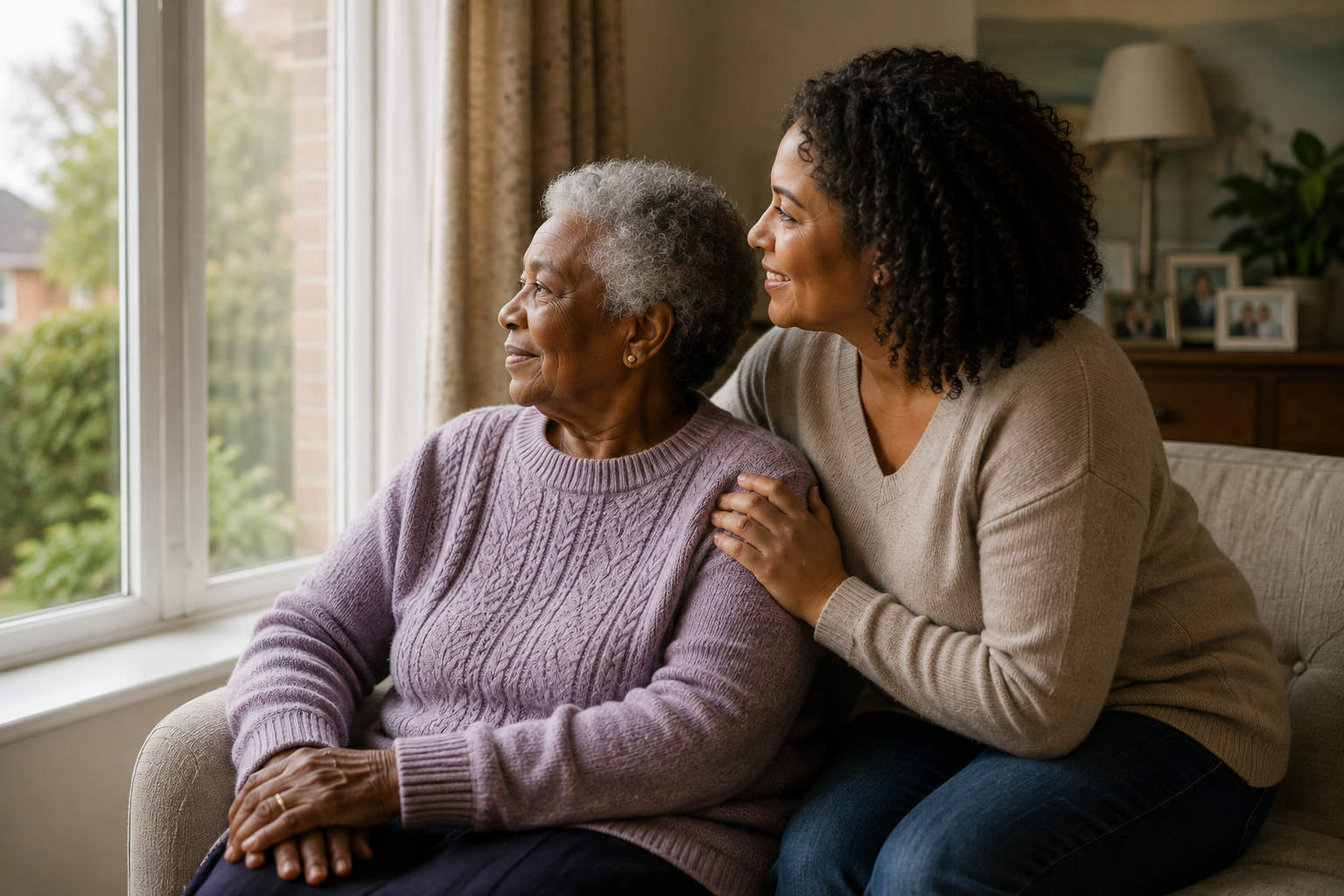 Live-in carer supporting an older person at home
