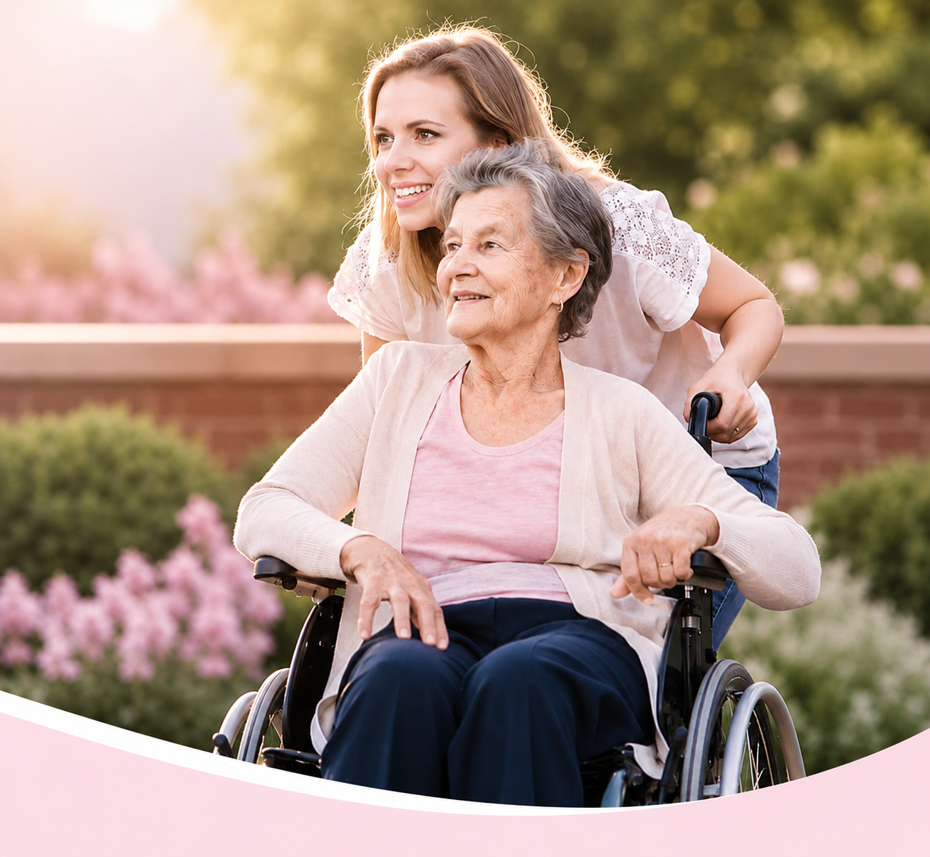 Live-in carer supporting an older woman at home