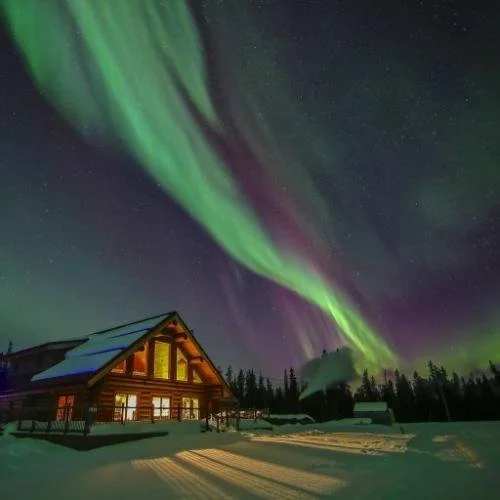 Aurora Borealis over the Yukon wilderness