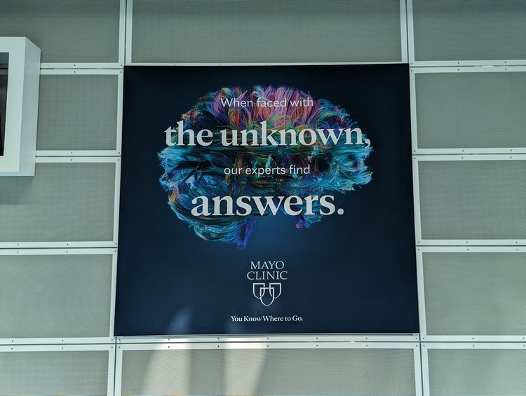 Sign in the Jacksonville Airport that reads, “When faced with the unknown, our experts find answers.” — Mayo Clinic