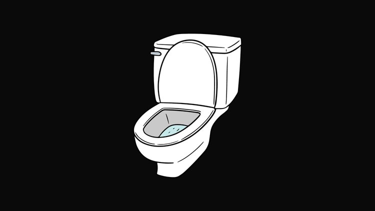 Cartoon of a toilet.