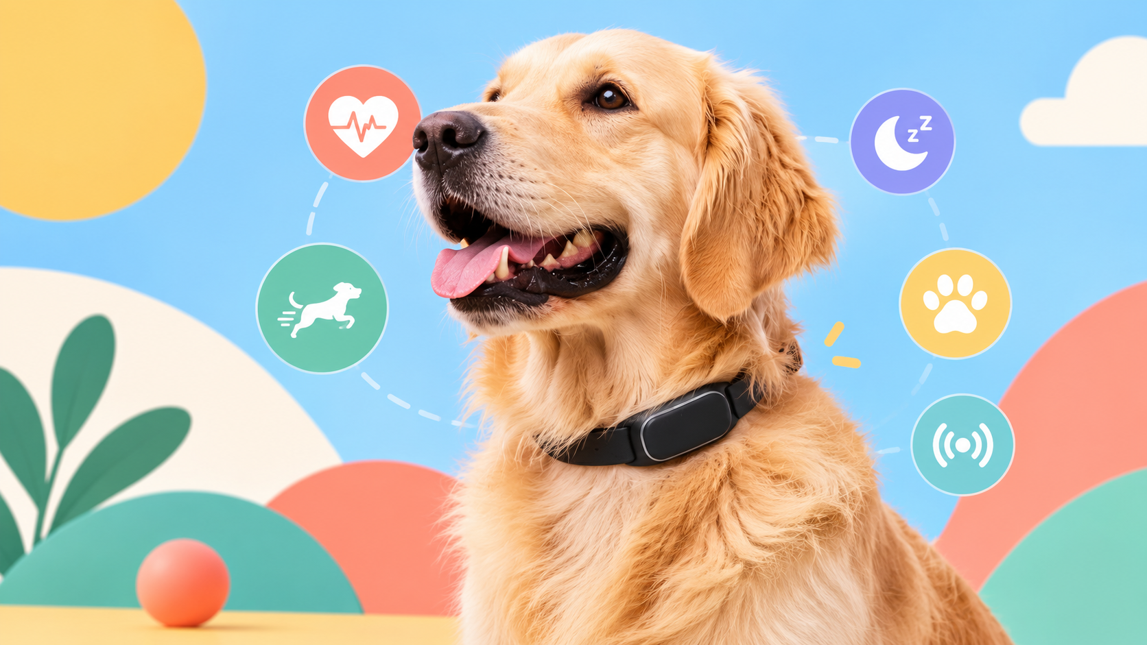 Tractive DOG 6 e cane in una composizione illustrativa: fuori vista