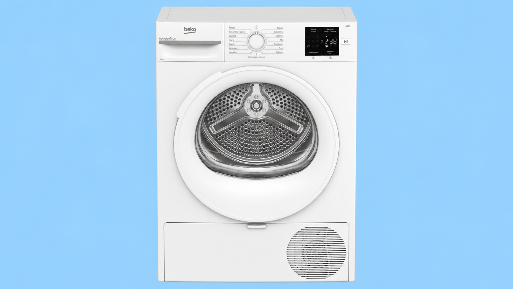 Beko BMTR38W — asciugatrice a pompa di calore in vista frontale