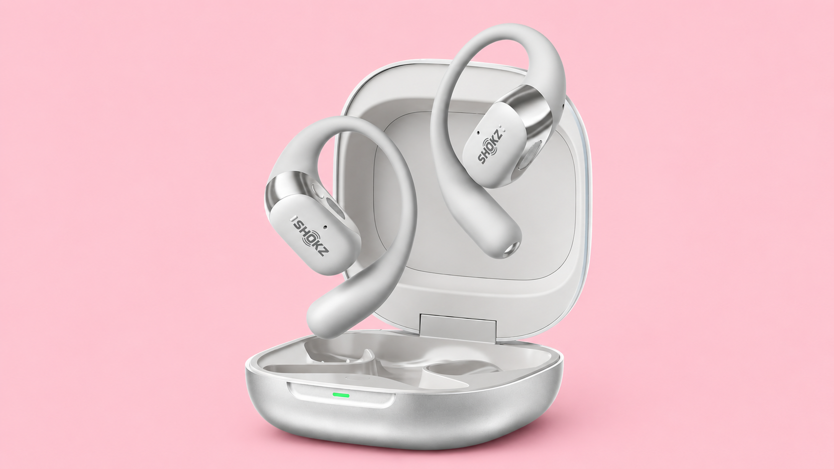 Shokz OpenFit 2 Plus grigi in design open-ear