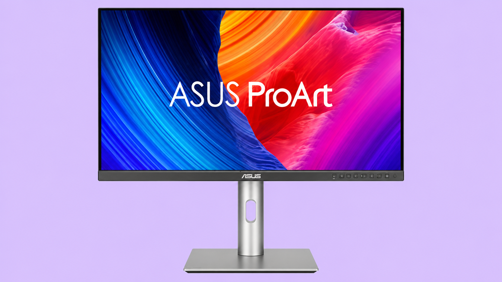ASUS ProArt PA27JCV su sfondo lavanda
